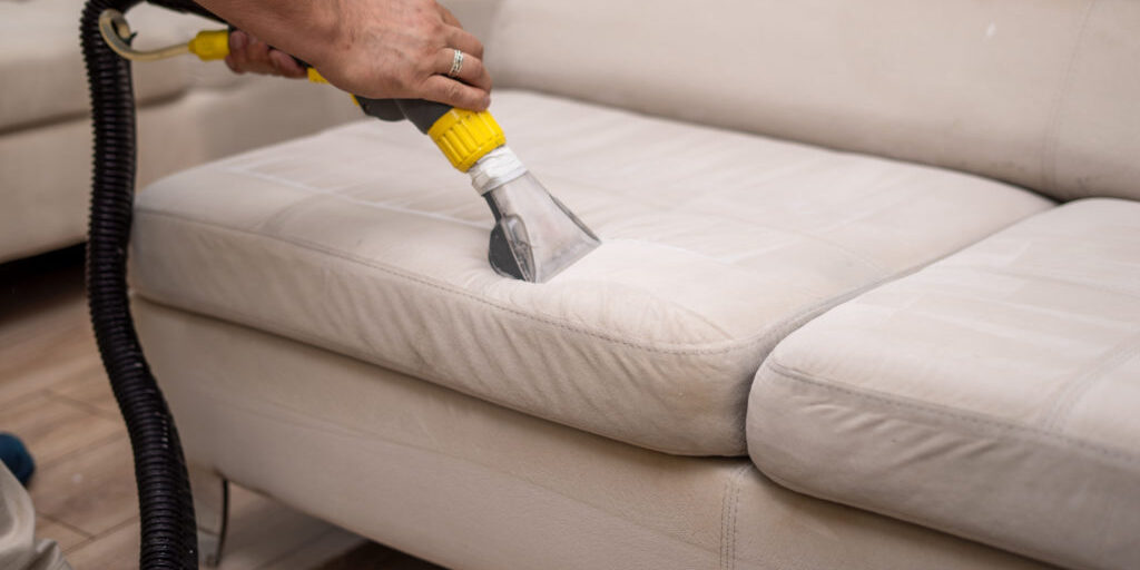Cleaning a dirty sofa with a sofa washer
